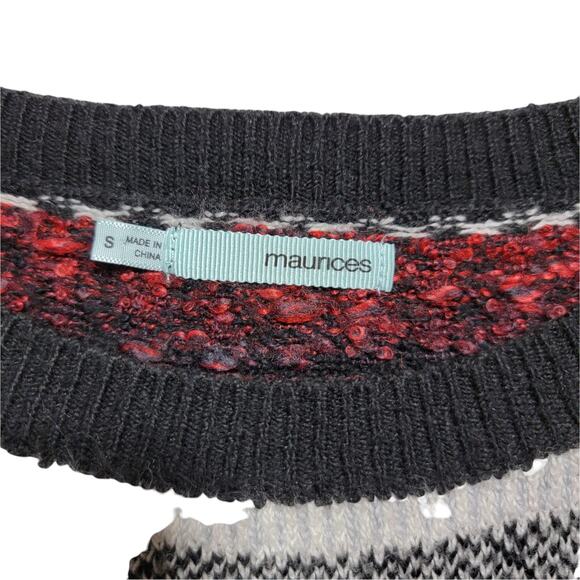 Maurices  Womens Sweater Mixed Print Red Black White Size Small - Picture 3 of 7